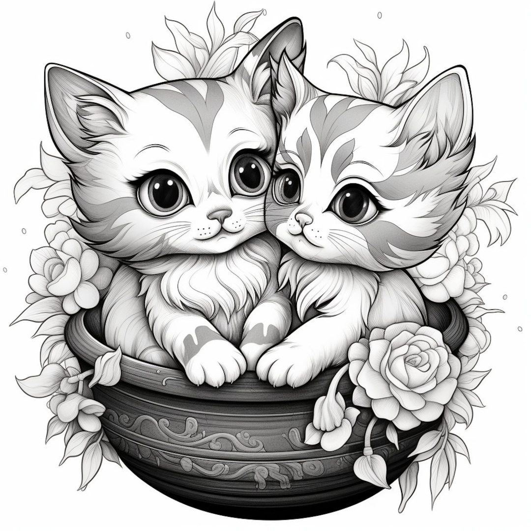 10 Cute Kitten Colouring Pages printable PDF Instant Download coloring 10 Cute Kitten Colouring Pages printable PDF Instant Download coloring