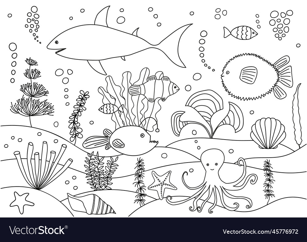 10 Sea Animal Coloring Sheet