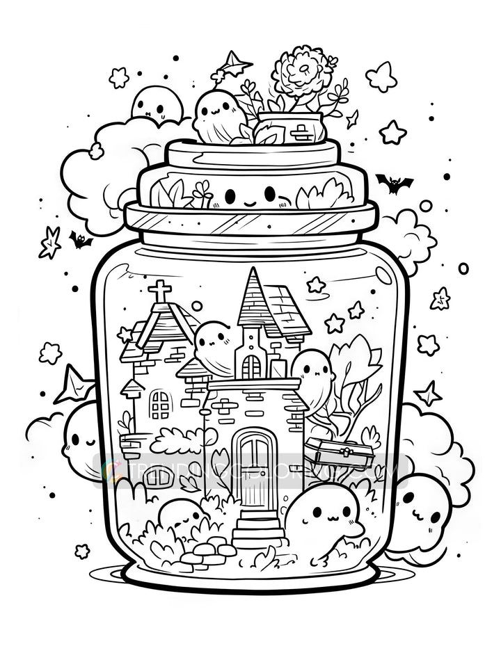 101 Kawaii Halloween In Jar Coloring Pages Instant Download Cute 101 Kawaii Halloween In Jar Coloring Pages Instant Download Cute