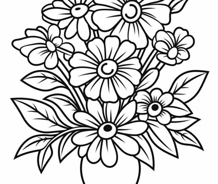 15 Beautiful Flower Coloring Pages For Kids And Adults Printable