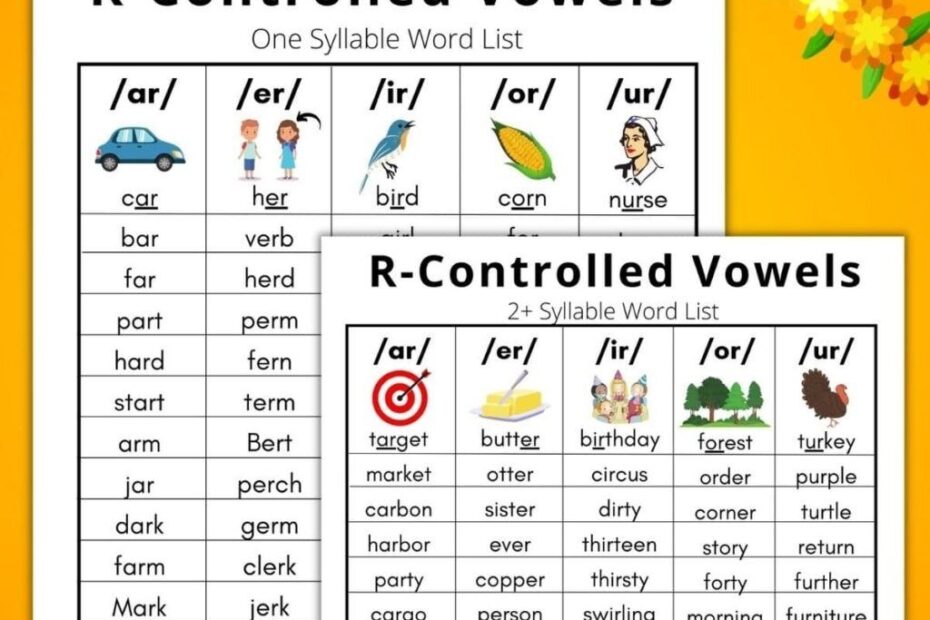 150 R Controlled Vowel Words Free Printable Lists R Words List R