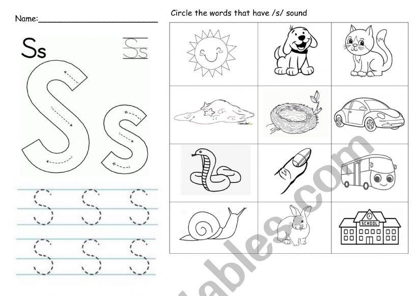 letter s worksheet for prek