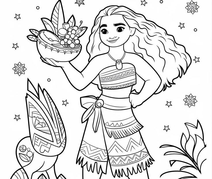 2 Moana s Tropical Christmas In 2025 Moana Coloring Pages Moana
