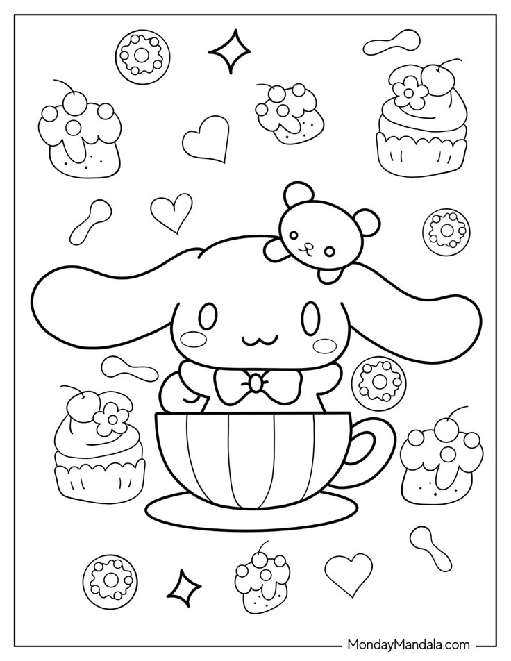 22 Cinnamoroll Coloring Pages Free PDF Printables Hello Kitty 
