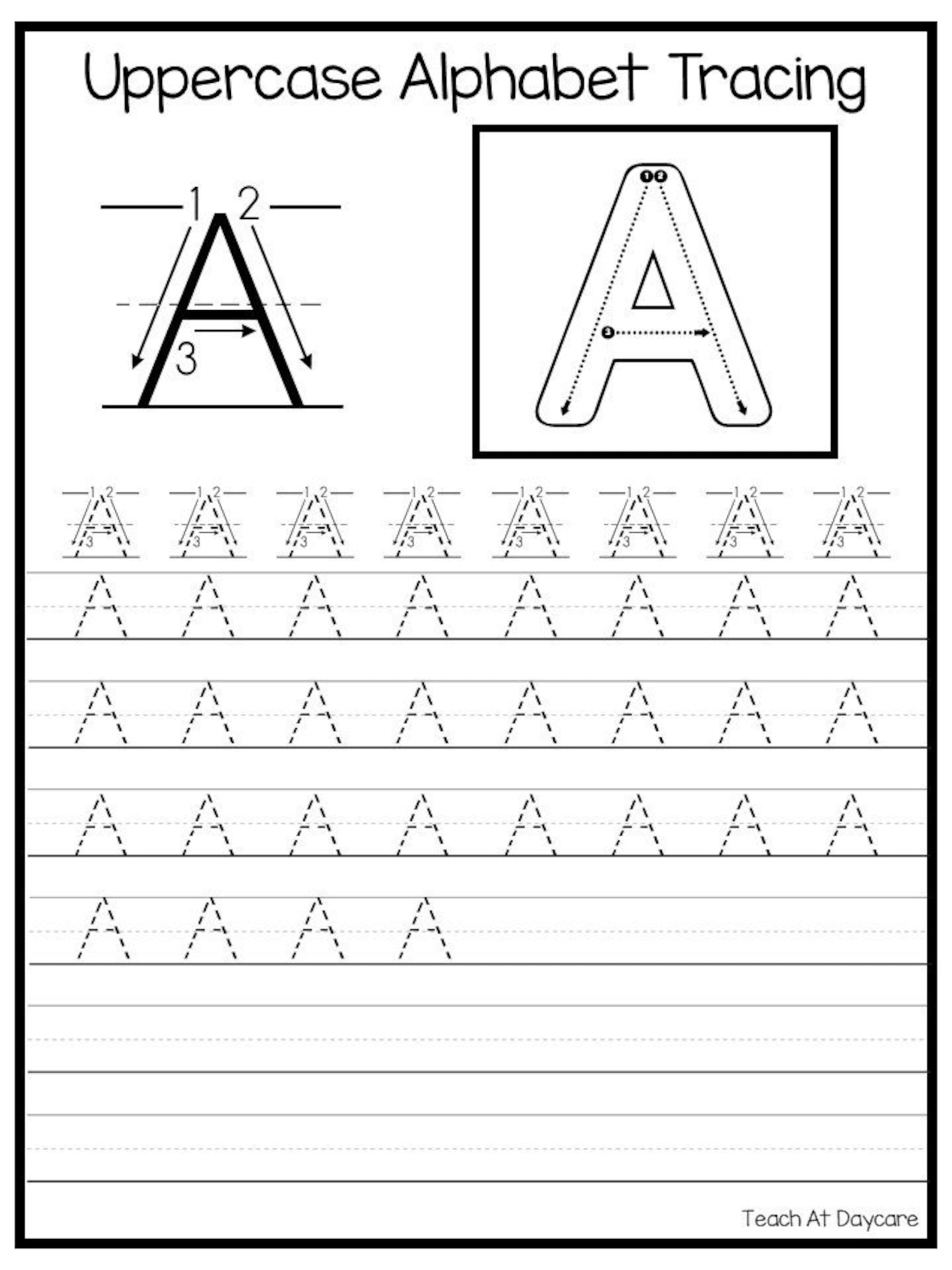 26 Printable Uppercase Alphabet Tracing Worksheets Etsy 26 Printable Uppercase Alphabet Tracing Worksheets Etsy