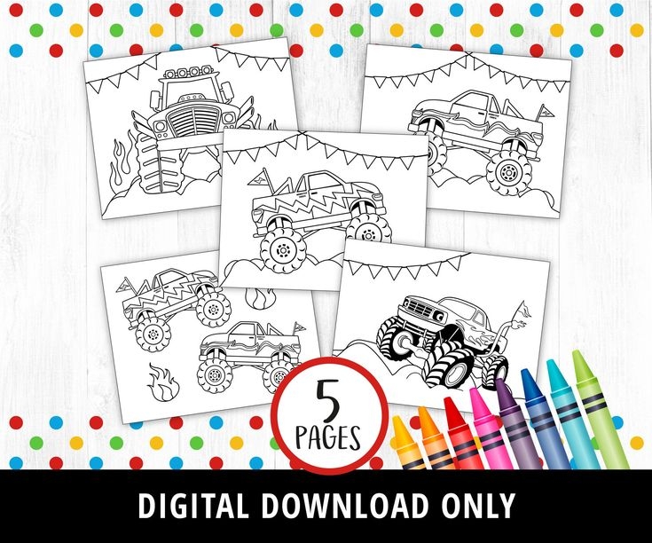 5 Monster Truck Coloring Pages Monster Truck Printables Monster Truck