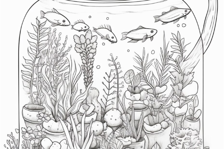 64 Life Inside Jar Printable Coloring Pages For Adults Grayscale Colo
