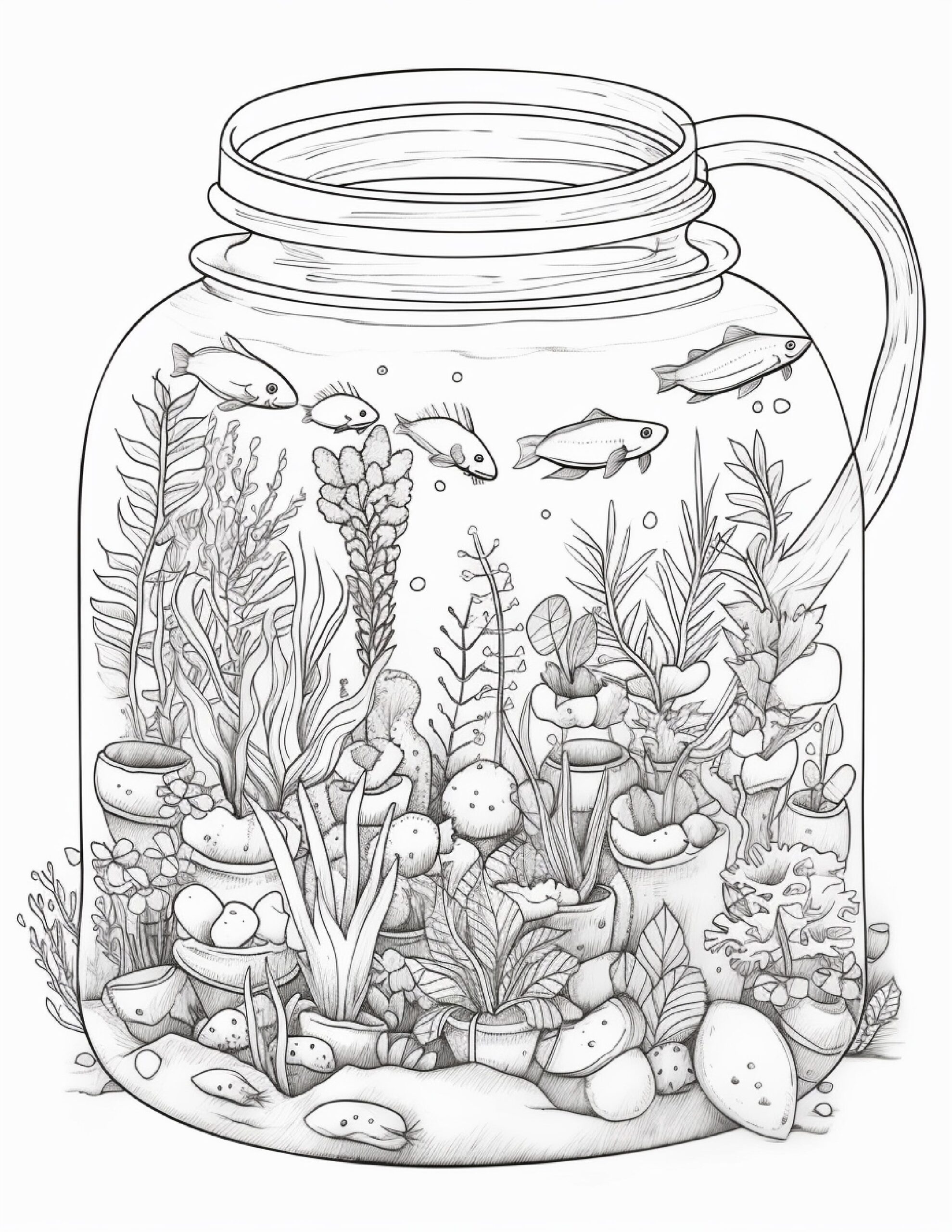 64 Life Inside Jar Printable Coloring Pages For Adults Grayscale Colo 64 Life Inside Jar Printable Coloring Pages For Adults Grayscale Colo