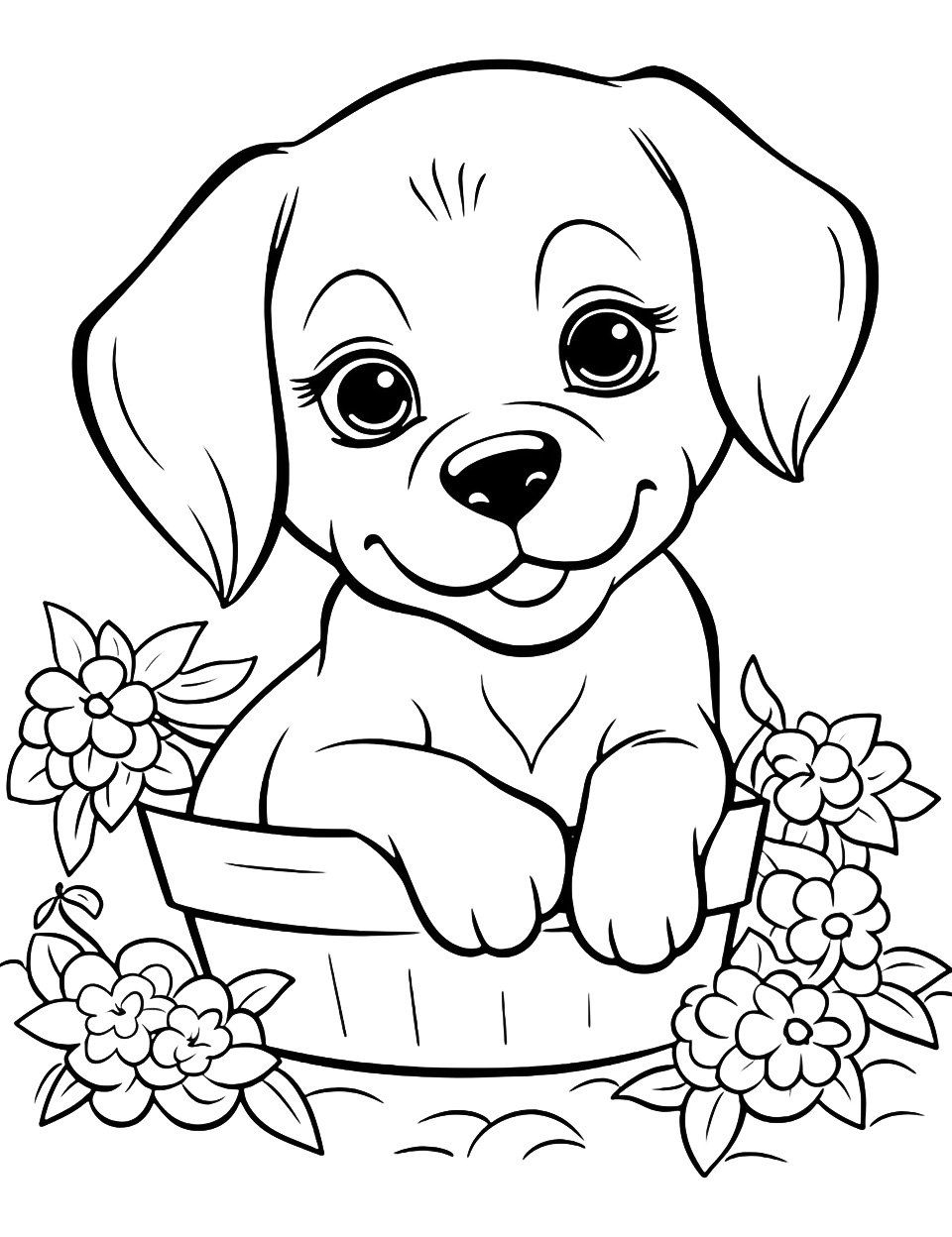 puppy colouring in sheet printable