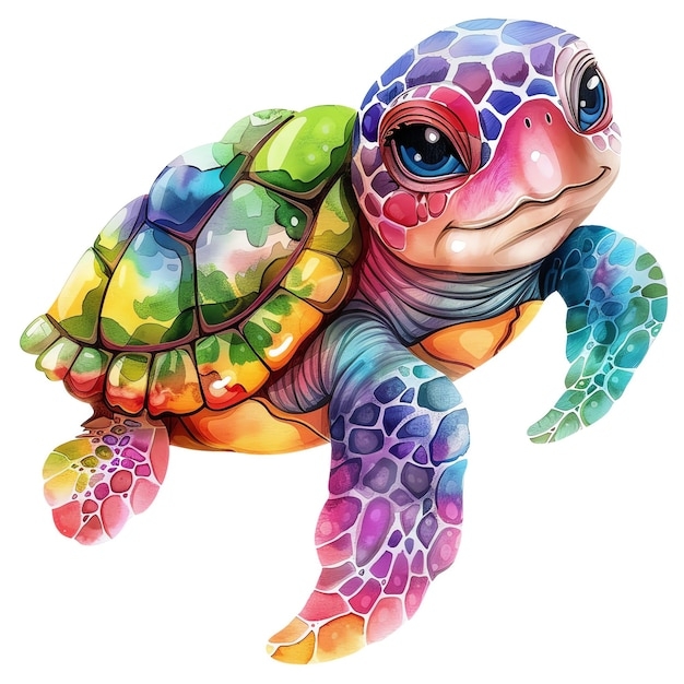 A Colorful Turtle With A Colorful Pattern On Its Face Premium AI A Colorful Turtle With A Colorful Pattern On Its Face Premium AI