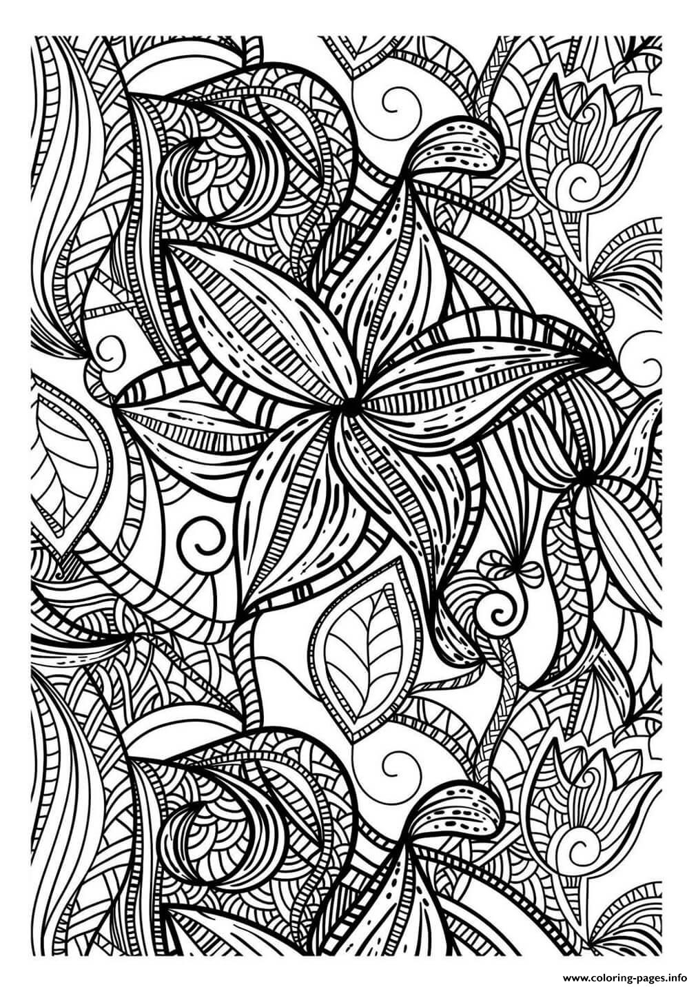 Abstract Elegant Pattern Adult Flowers Dark Coloring Page Printable Abstract Elegant Pattern Adult Flowers Dark Coloring Page Printable