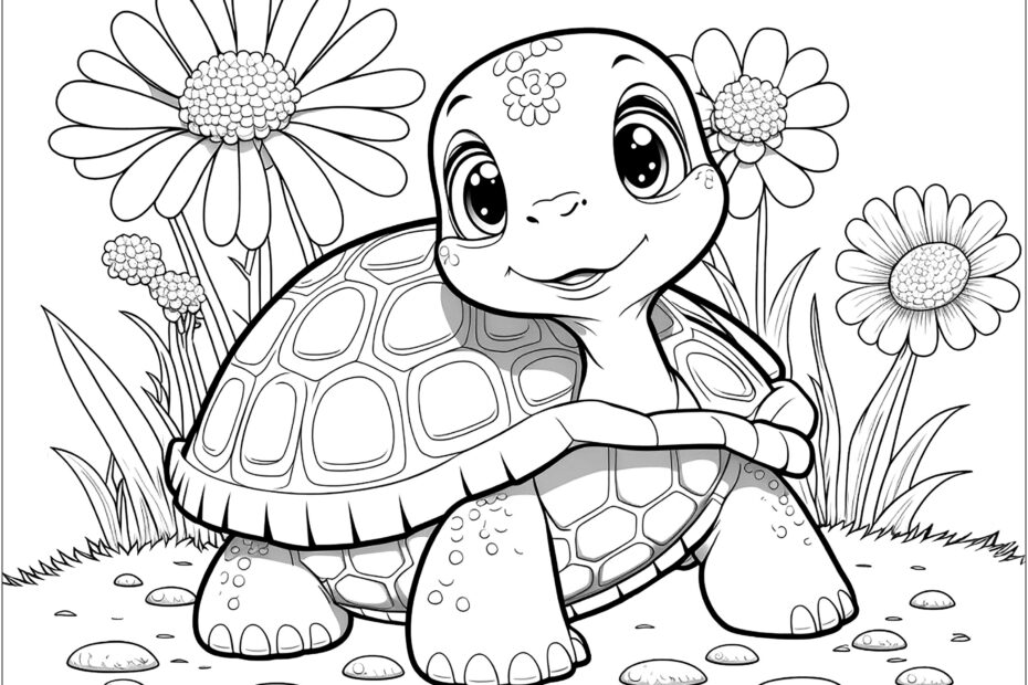 Adorable Young Turtle Turtle Coloring Pages