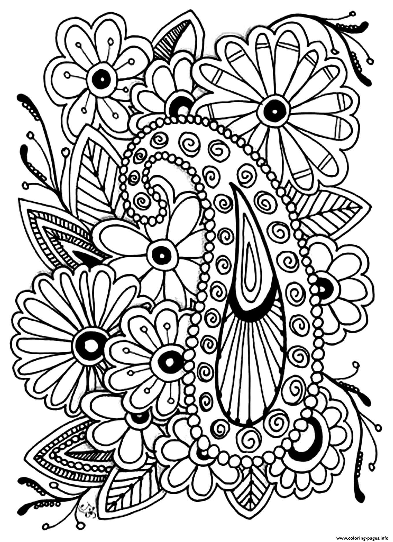 Adult Flowers Paisley Coloring Page Printable Adult Flowers Paisley Coloring Page Printable