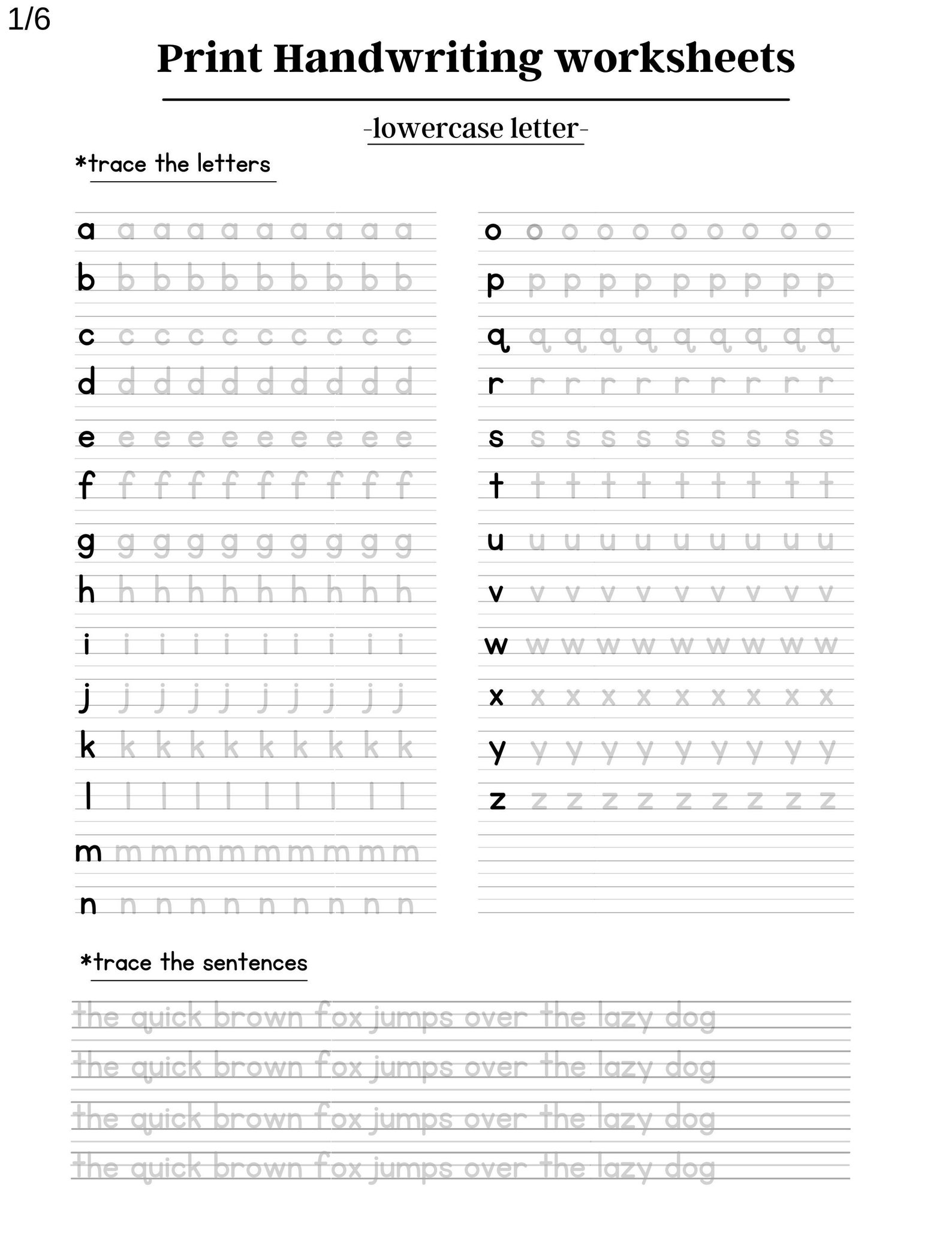 Alphabet Handwriting Sheets Free Printable Alphabet Handwriting Sheets Free Printable