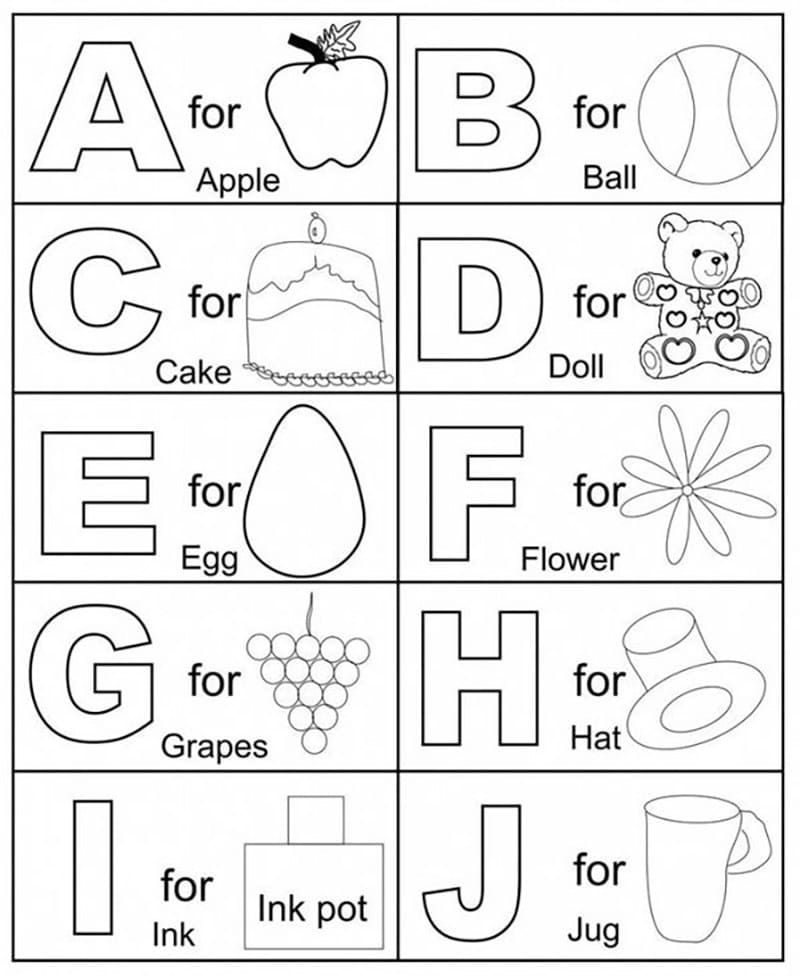 Alphabet Letter A J Coloring Page Download Print Or Color Online Alphabet Letter A J Coloring Page Download Print Or Color Online
