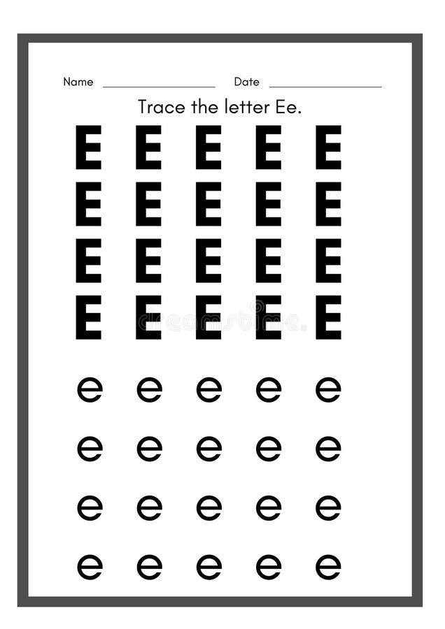 Alphabet Letter Ee Printable Letter Ee Tracing Worksheets Stock Alphabet Letter Ee Printable Letter Ee Tracing Worksheets Stock