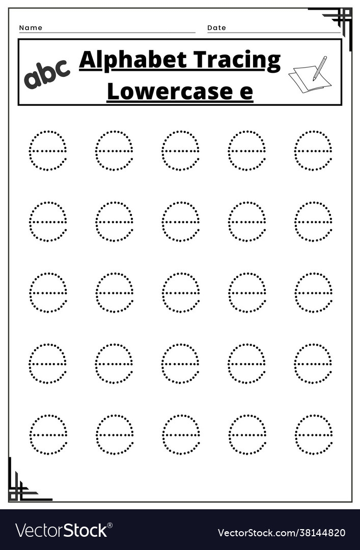 Alphabet Tracing Lower Case E Worksheet Royalty Free Vector Alphabet Tracing Lower Case E Worksheet Royalty Free Vector