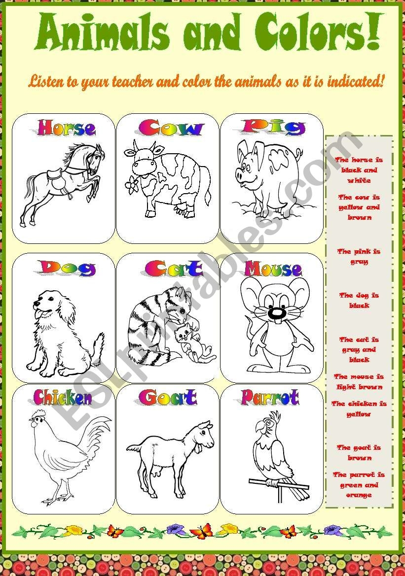 different colors of animals different colors of animals