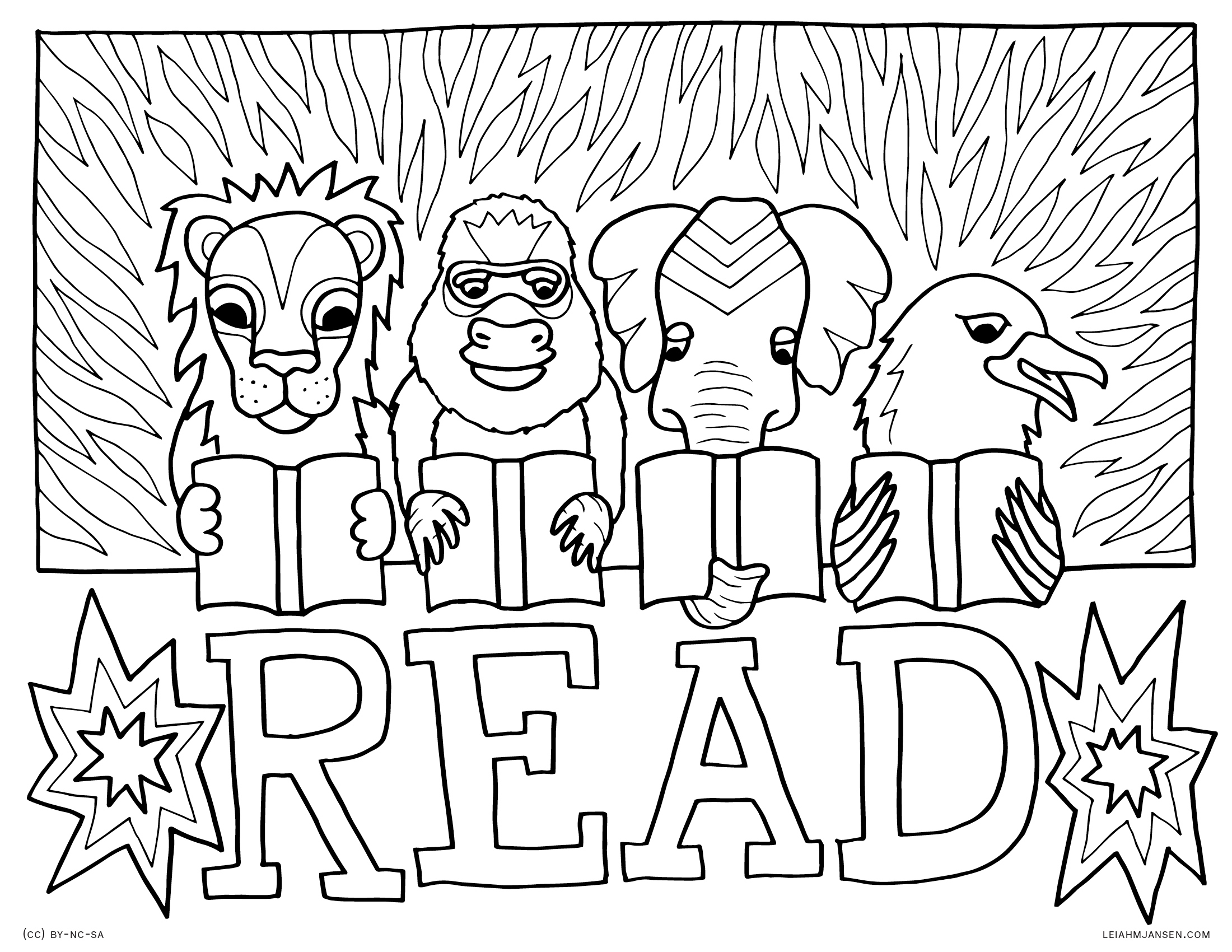 Animals Reading Coloring Pages Coloring Pages