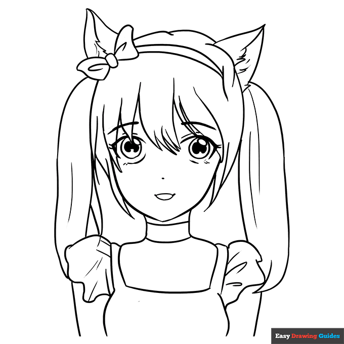 Anime Cat Girl Coloring Page Easy Drawing Guides Anime Cat Girl Coloring Page Easy Drawing Guides