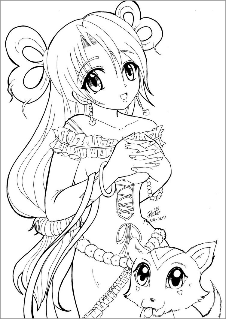 Anime Girl Coloring Pages ColoringBay Anime Girl Coloring Pages ColoringBay