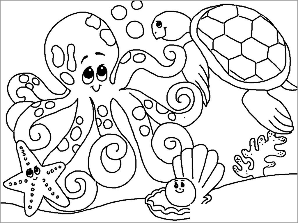 Aquatic Animals Coloring Pages ColoringBay Aquatic Animals Coloring Pages ColoringBay