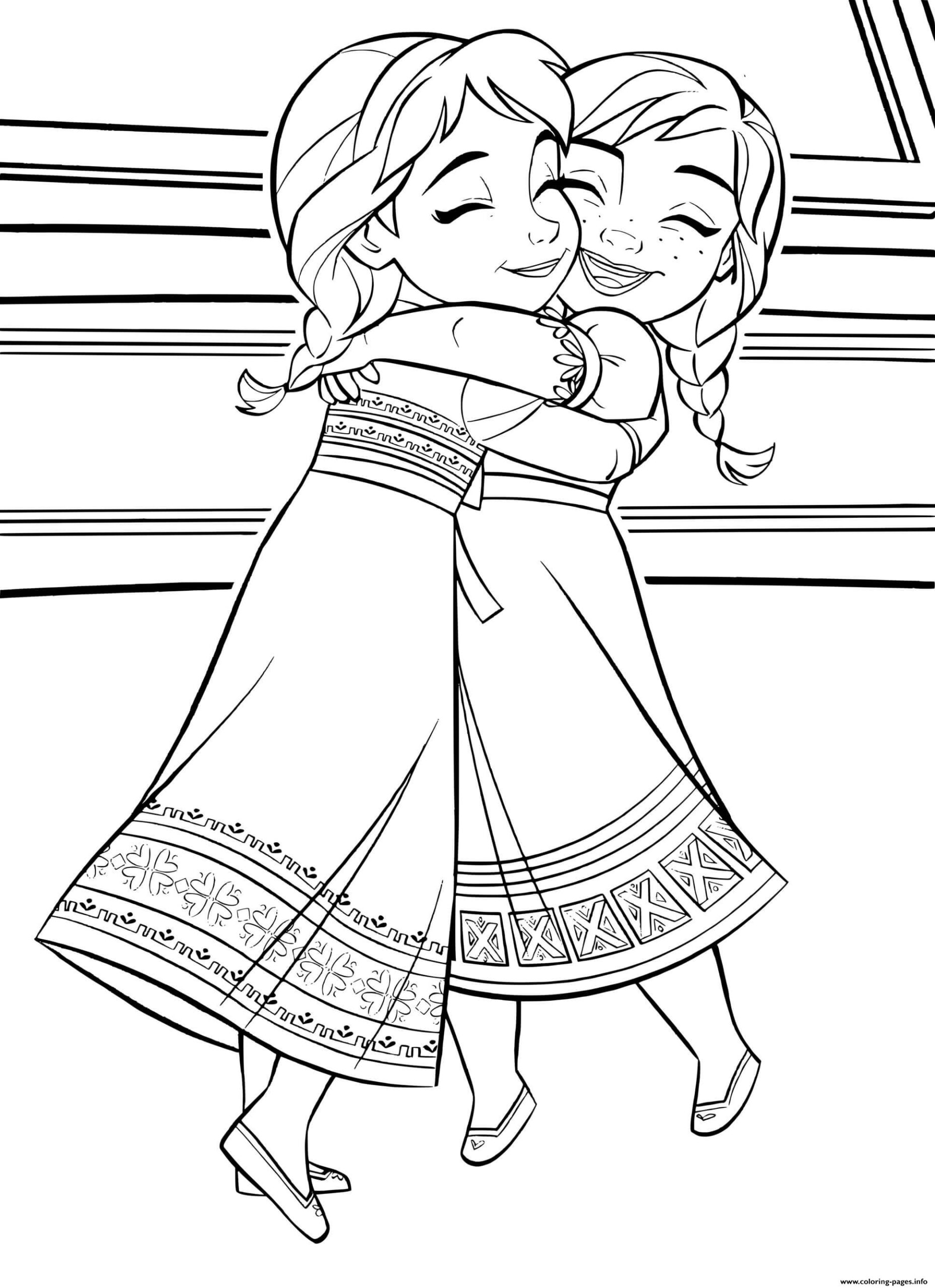 Baby Kids Elsa Anna Frozen 2 Coloring Page Printable Baby Kids Elsa Anna Frozen 2 Coloring Page Printable