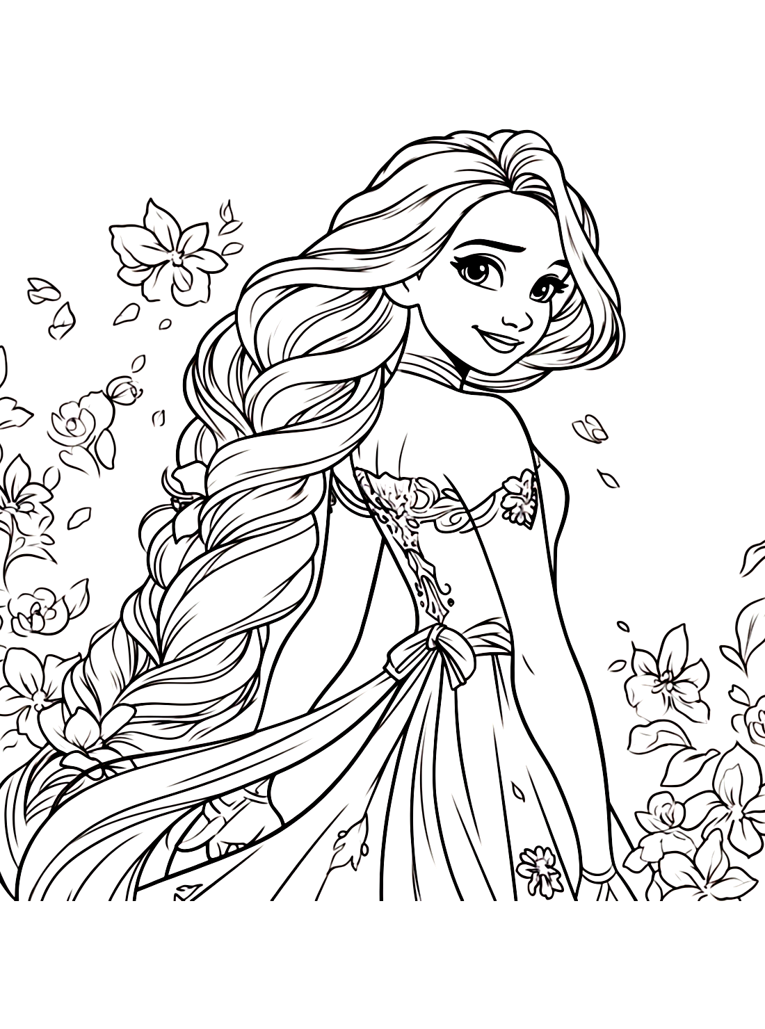 Barbie Rapunzel Color Pages Coloring Online Free