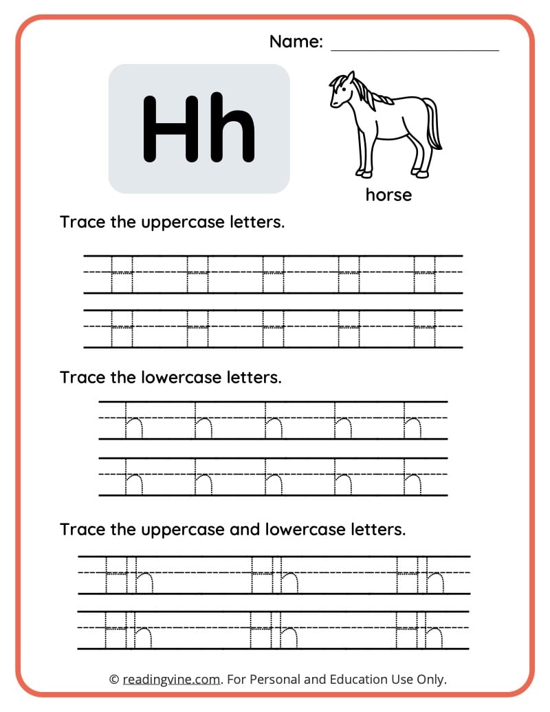 Beautifully Designed Free Letter H Tracing Worksheets By Gold Star Beautifully Designed Free Letter H Tracing Worksheets By Gold Star