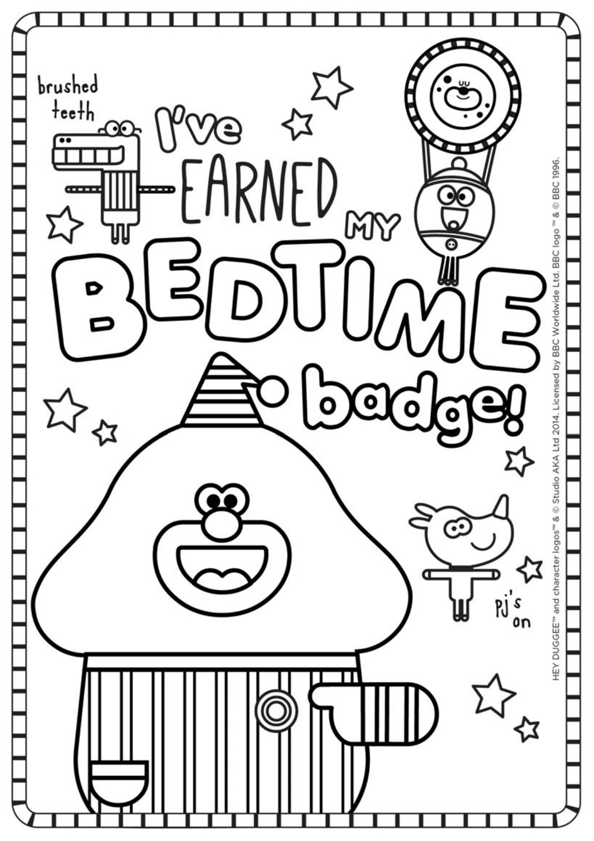 Bedtime Badge Colouring Sheet Hey Duggee Official Website Bedtime Badge Colouring Sheet Hey Duggee Official Website