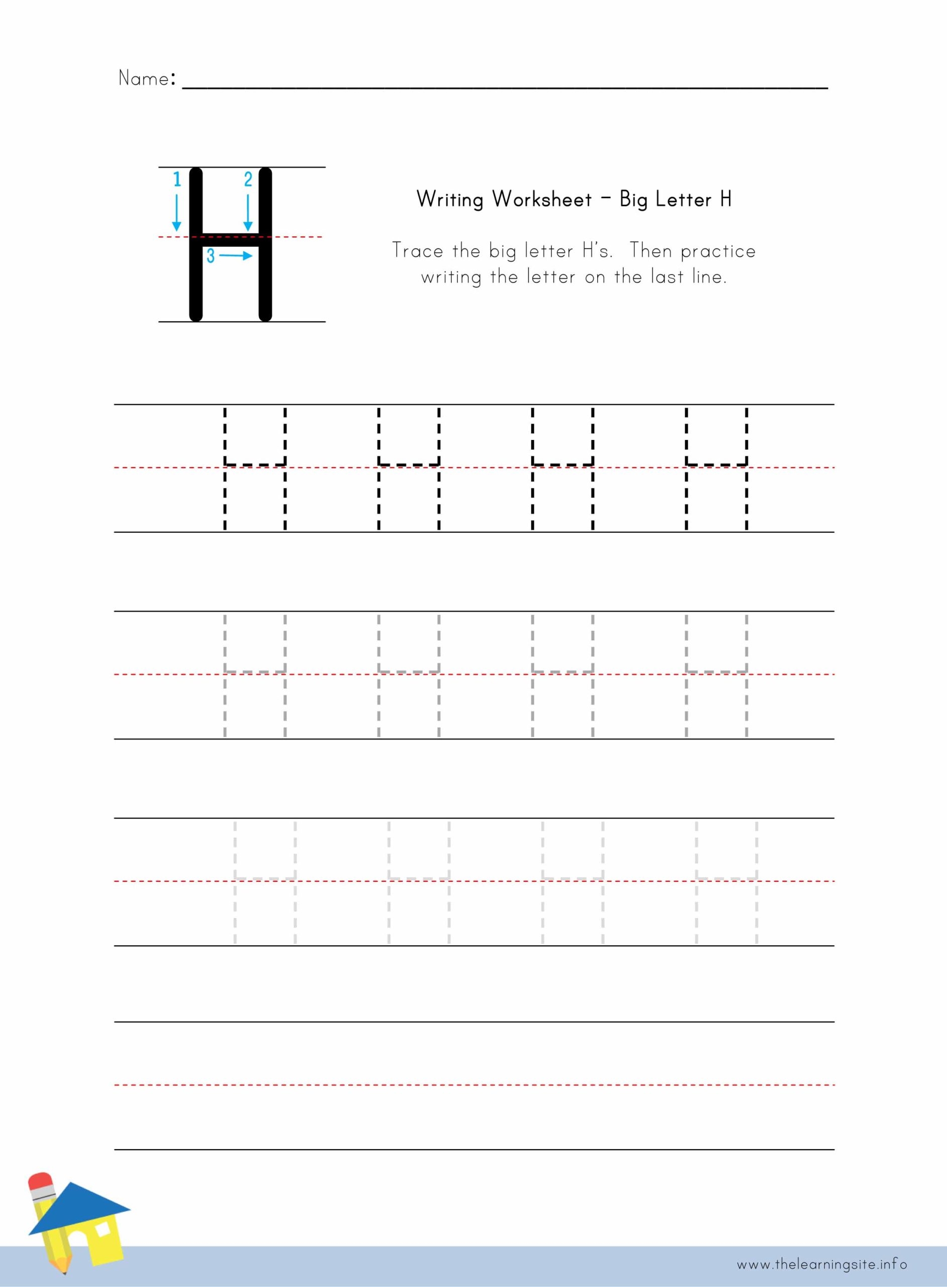 Big Letter H Writing Worksheet The Learning Site Big Letter H Writing Worksheet The Learning Site