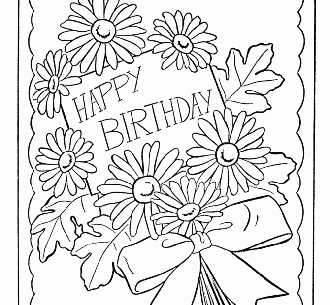 Birthday Coloring Pages Free Printable Kids Birthday Flowers Card