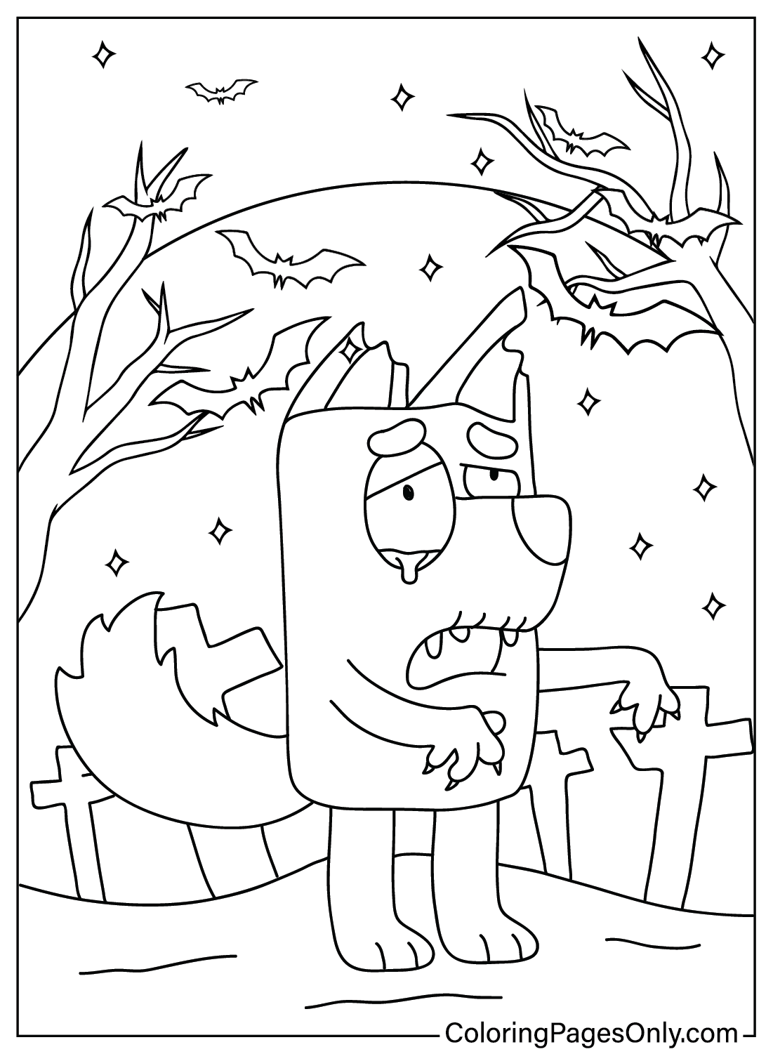 Bluey Halloween Color Page Free Printable Coloring Pages