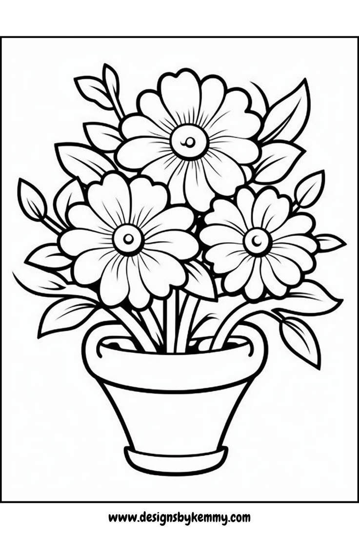 Bold And Easy Flowers Coloring Pages For Kids And Adults Bold And Easy Flowers Coloring Pages For Kids And Adults