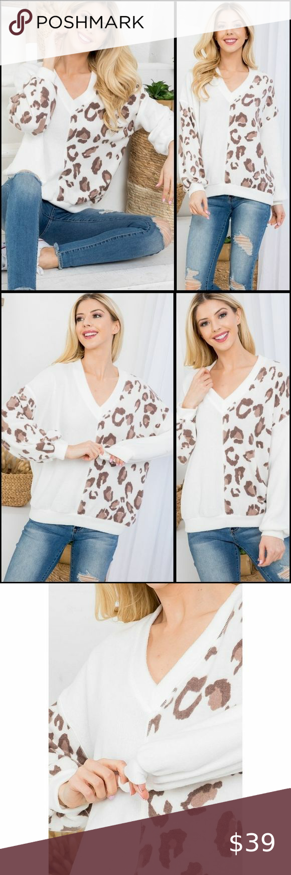 Brushed Animal Print Color Block Top Color Block Top Clothes Design Brushed Animal Print Color Block Top Color Block Top Clothes Design