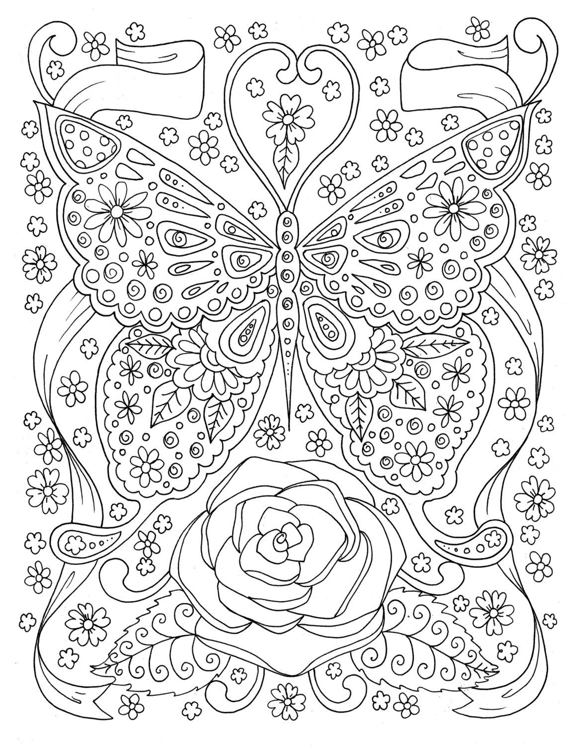 Butterfly Coloring Page Adult Coloring Book Digital Coloring Page Butterfly Coloring Page Adult Coloring Book Digital Coloring Page