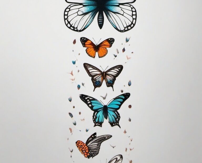 Butterfly Life Cycle Tattoo Simple Color Tattoo white