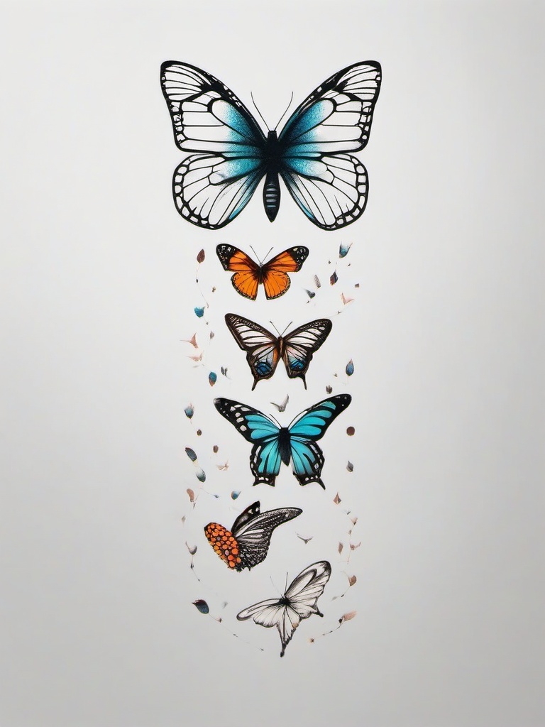 Butterfly Life Cycle Tattoo Simple Color Tattoo white