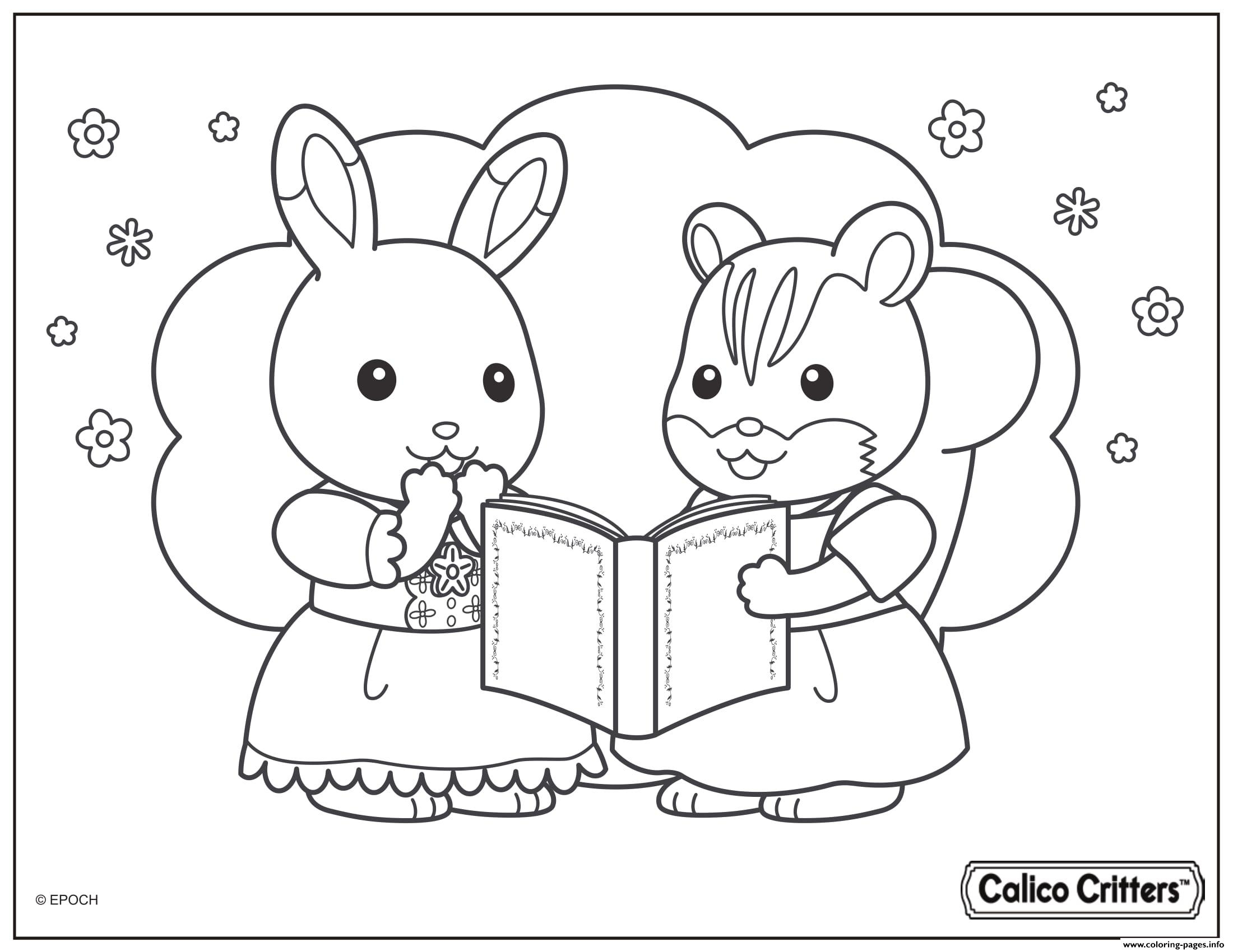 Calico Critters Read Great Story Book Coloring Pages Printable Calico Critters Read Great Story Book Coloring Pages Printable