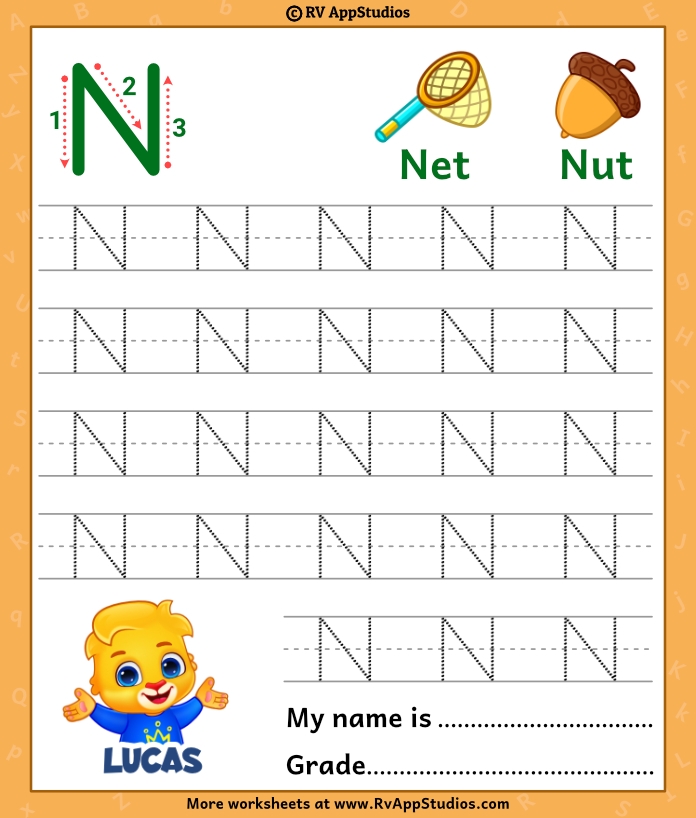 Capital Letter N Tracing Worksheet Trace Uppercase Letter N Capital Letter N Tracing Worksheet Trace Uppercase Letter N