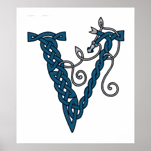 Celtic Letter V Print Zazzle Celtic Letter V Print Zazzle