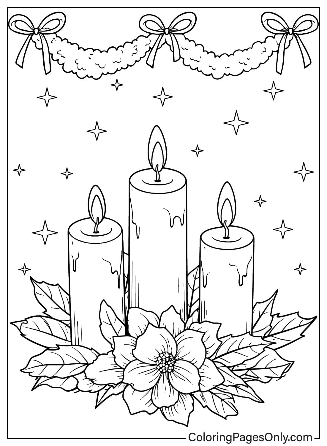 Christmas Candles Coloring Sheet Free Printable Coloring Pages