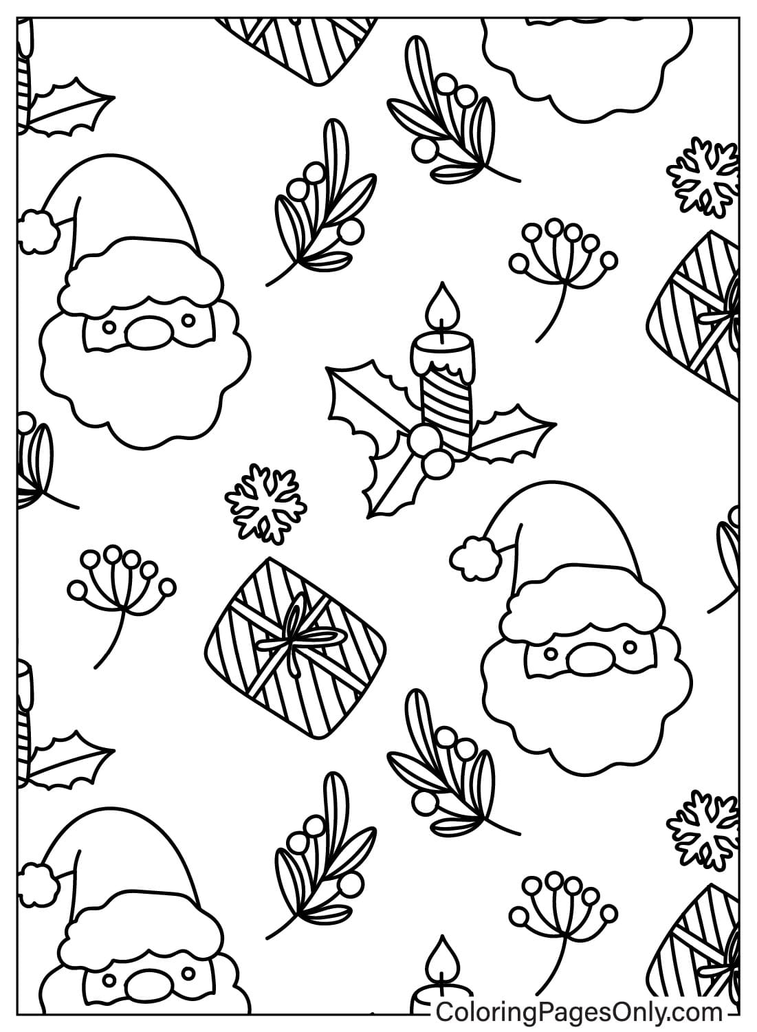 Christmas Pattern Coloring Sheet Free Printable Coloring Pages