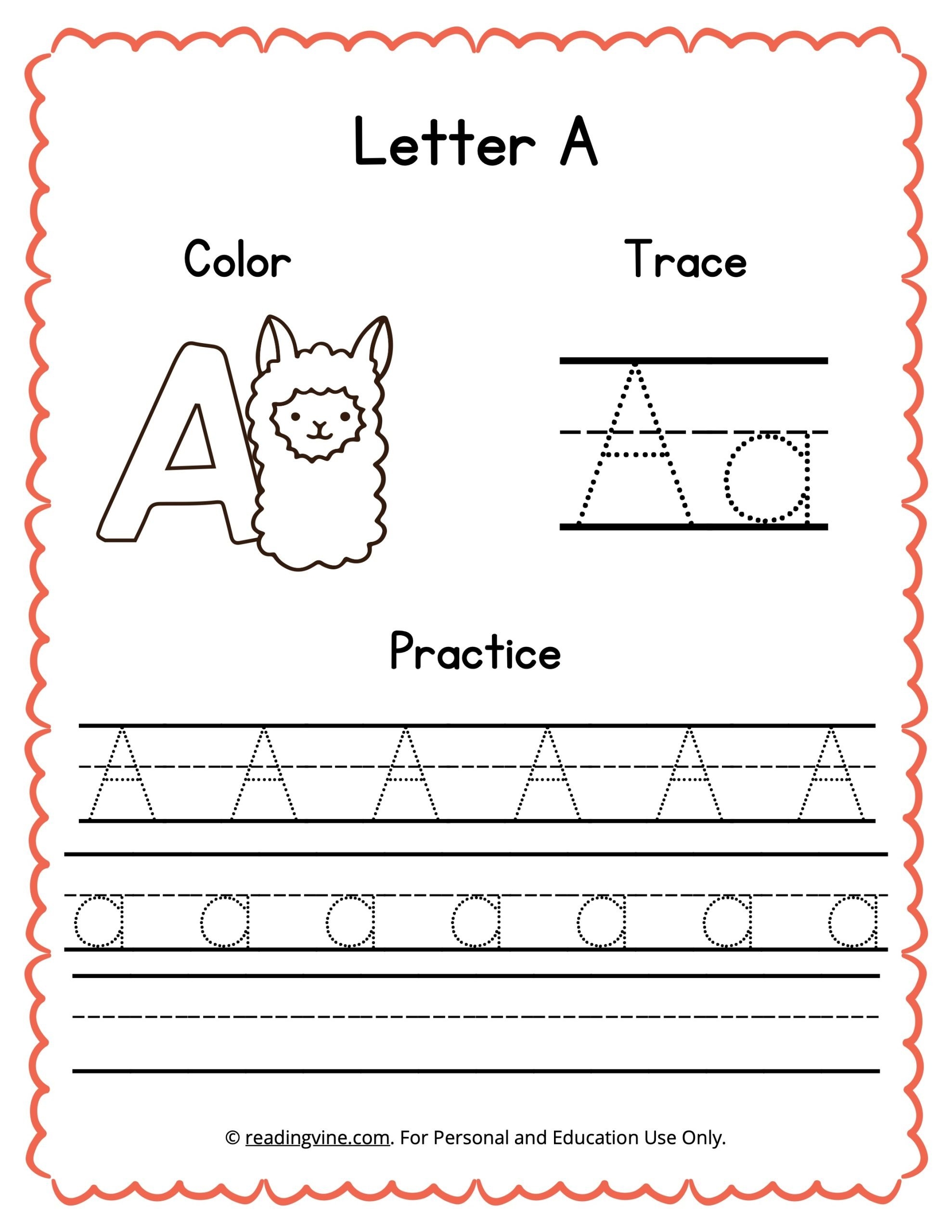 Color Trace And Write The Letter A Worksheet image ReadingVine Color Trace And Write The Letter A Worksheet image ReadingVine