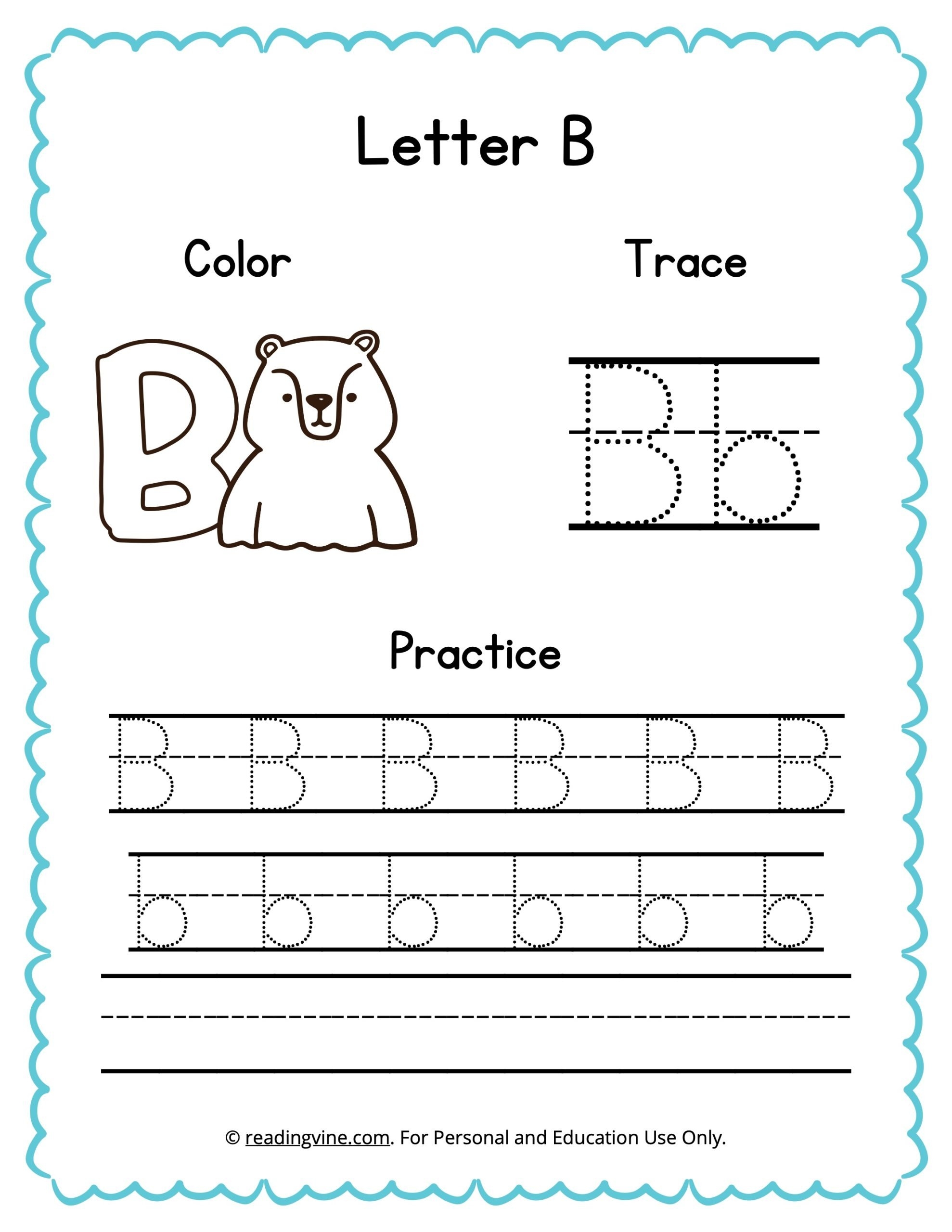 Color Trace And Write The Letter B Worksheet image ReadingVine Color Trace And Write The Letter B Worksheet image ReadingVine