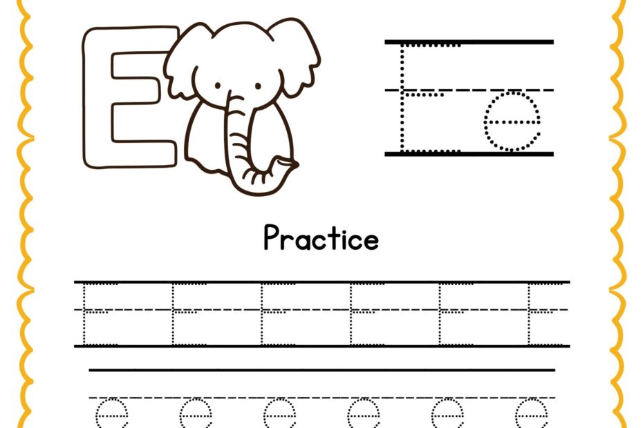 Color Trace And Write The Letter E Worksheet image ReadingVine