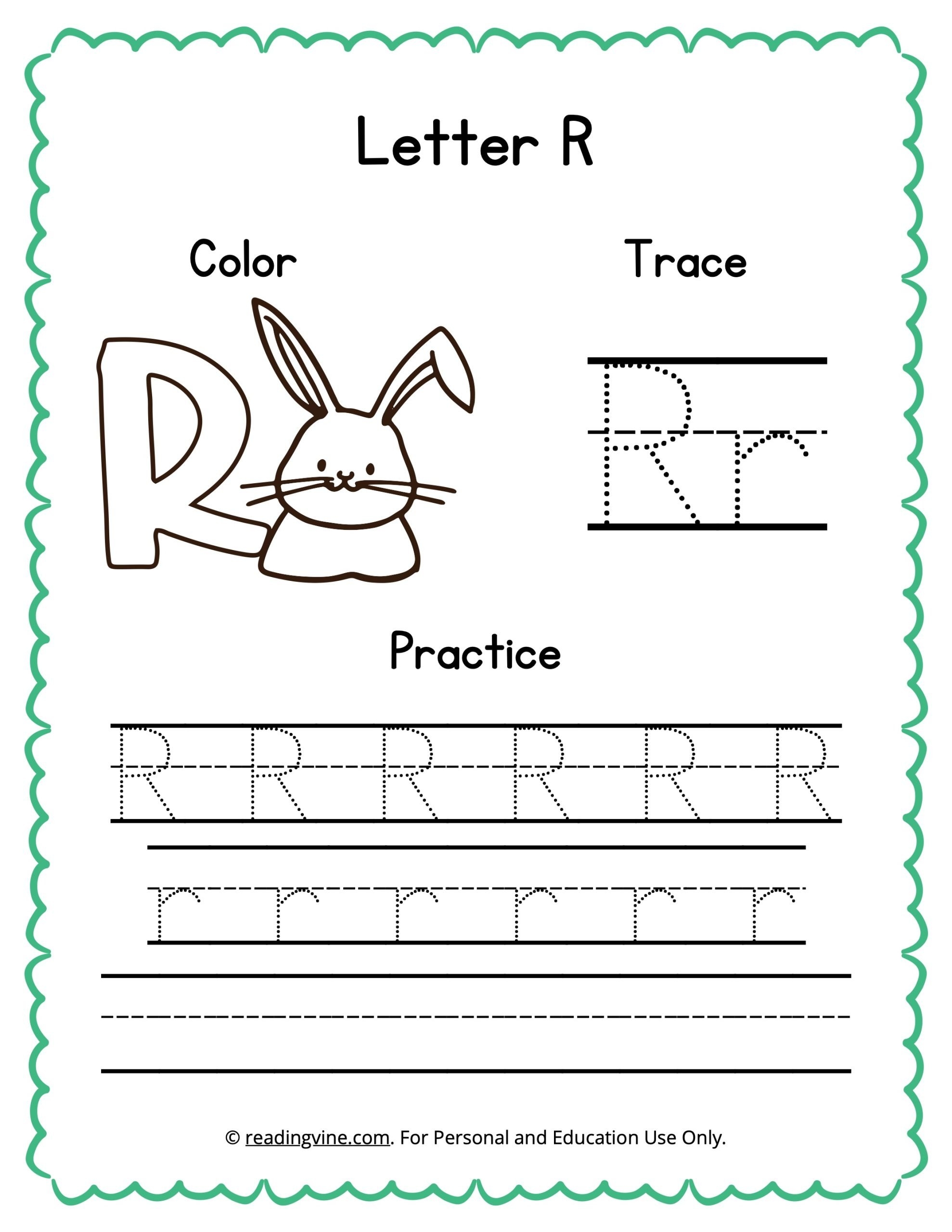 Color Trace And Write The Letter R Worksheet image ReadingVine Color Trace And Write The Letter R Worksheet image ReadingVine