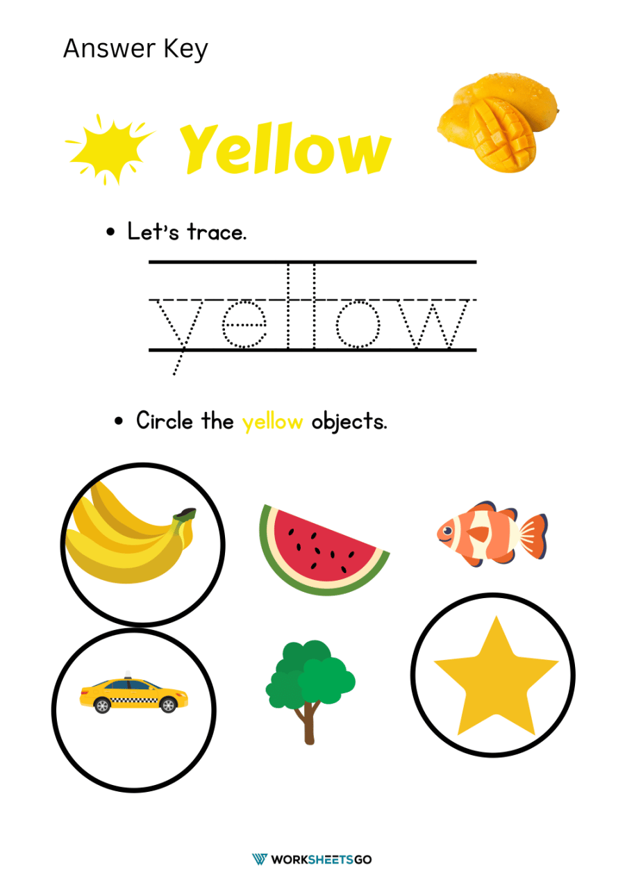 Color Yellow Worksheets WorksheetsGO Color Yellow Worksheets WorksheetsGO