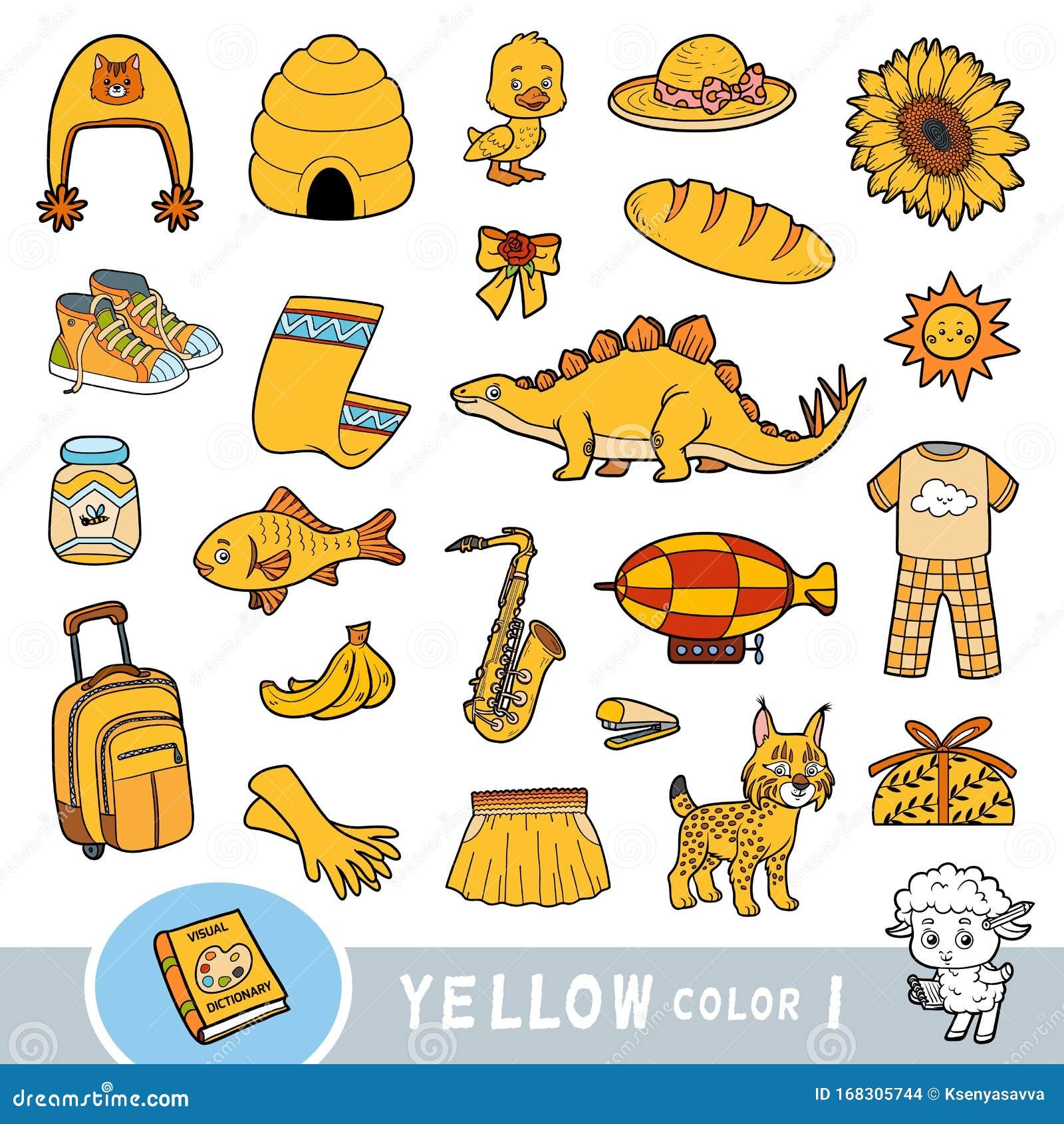 Colorful Set Of Yellow Color Objects Visual Dictionary For Children Colorful Set Of Yellow Color Objects Visual Dictionary For Children
