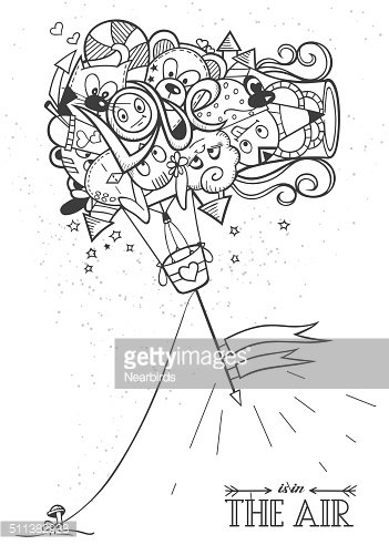 Coloring Adults Doodle Balloon Love Royalty Free Vector Stock 